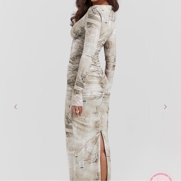 House of CB Textured Cream Long Sleeve Dress - Picture 2 of 2